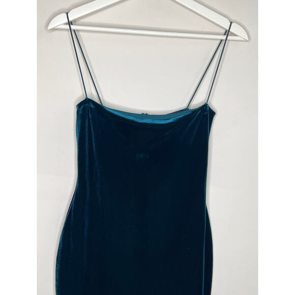 Nookie Voodoo Velour Velvet Bodycon Midi Dress Teal Green Women's Size Small - Picture 3 of 10